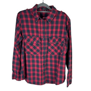 Sanctuary Women's Size S Plaid Shirt Front Metal Snap Buttons Convertible Sleeve